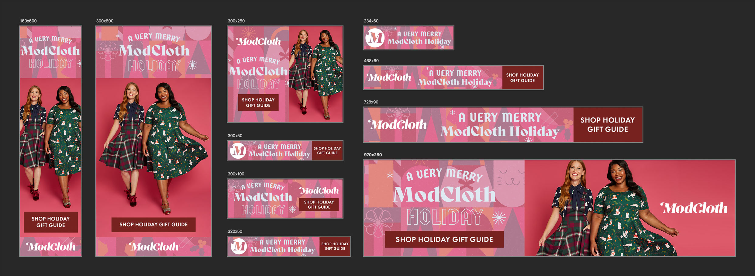 ModCloth Holiday Gift Guide display core ads
